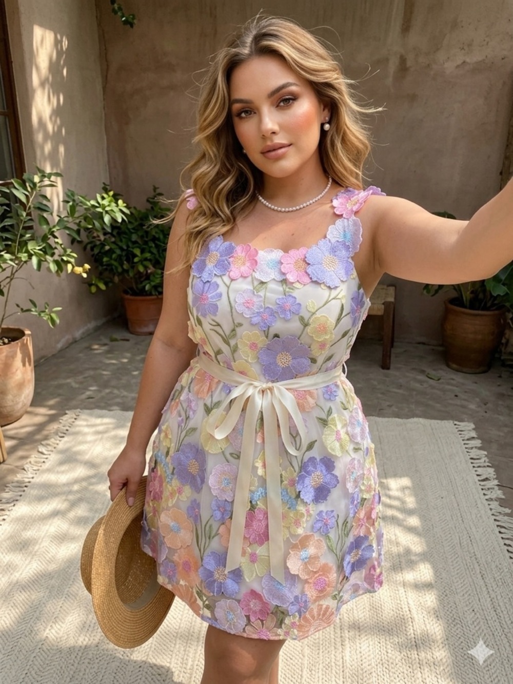 Floral Tie Waist Mini Dress